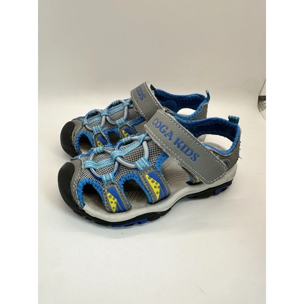 Coga Blue & Grey Kids Closed Toe Water Sandals Little Boy Size 9.5 (7-8year Old)